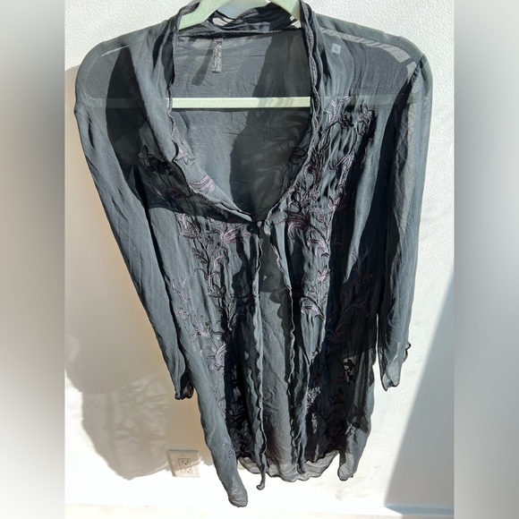 Black Silk Robe - Picture 3 of 5